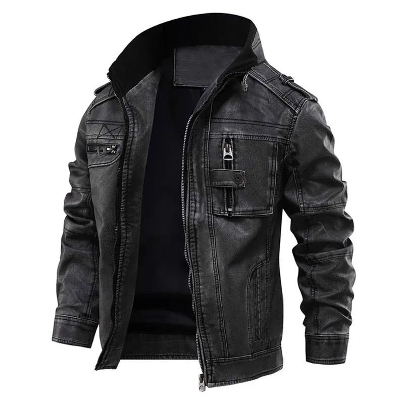 Autumn Winter Brand Leather Jacket Men Vintage Biker PU Coat Causal Motorcycle Jackets Plus Size 8XL 3D Stand Collar